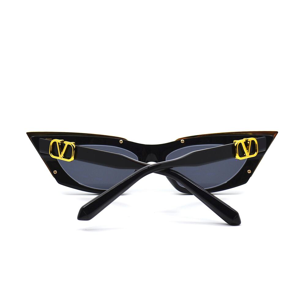 NEW VALENTINO GOLDCUT VLS-113A-55 BLACK GREY LENS SUNGLASSES AUTHENTIC - Picture 8 of 15